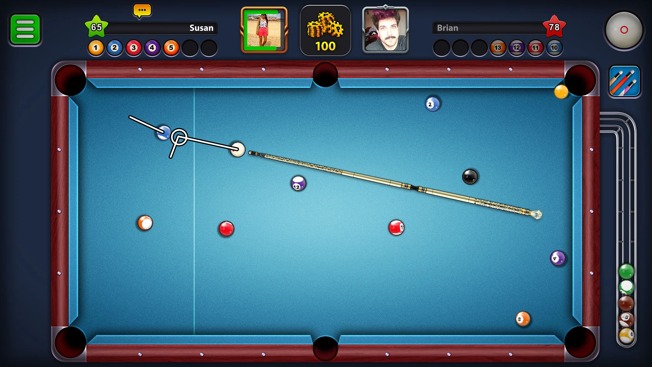 Screenshot of the 8 Ball Pool game